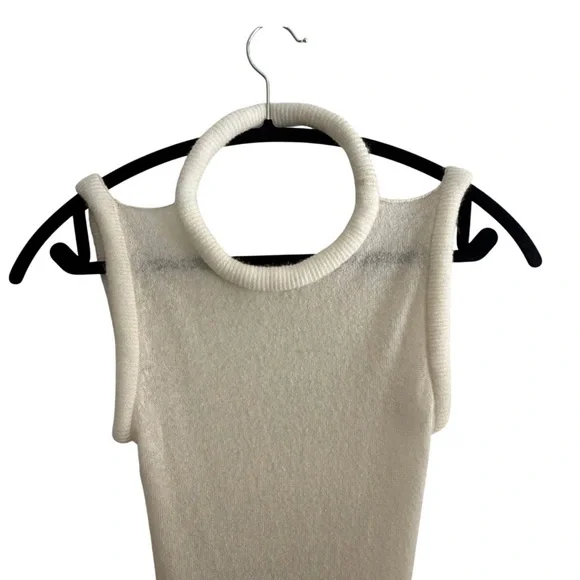 NEW Aya Muse Aura Ivory Cream Silk Wool Cashmere Sleeveless Dress Large - Picture 6 of 15